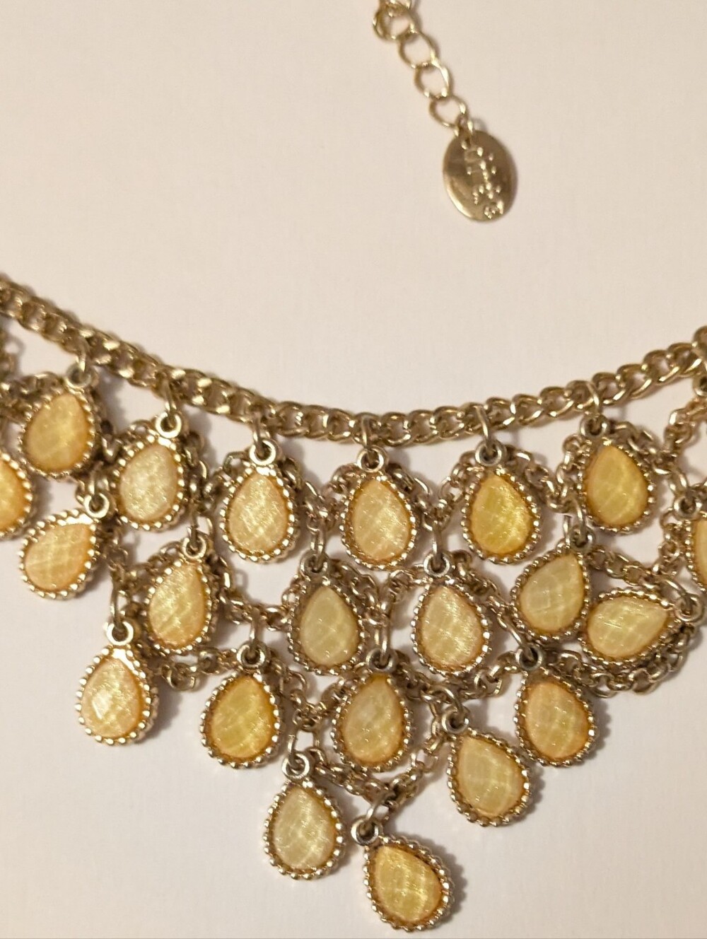 Claires Necklace Gold Tone PINK Teardrop Statement Necklace
